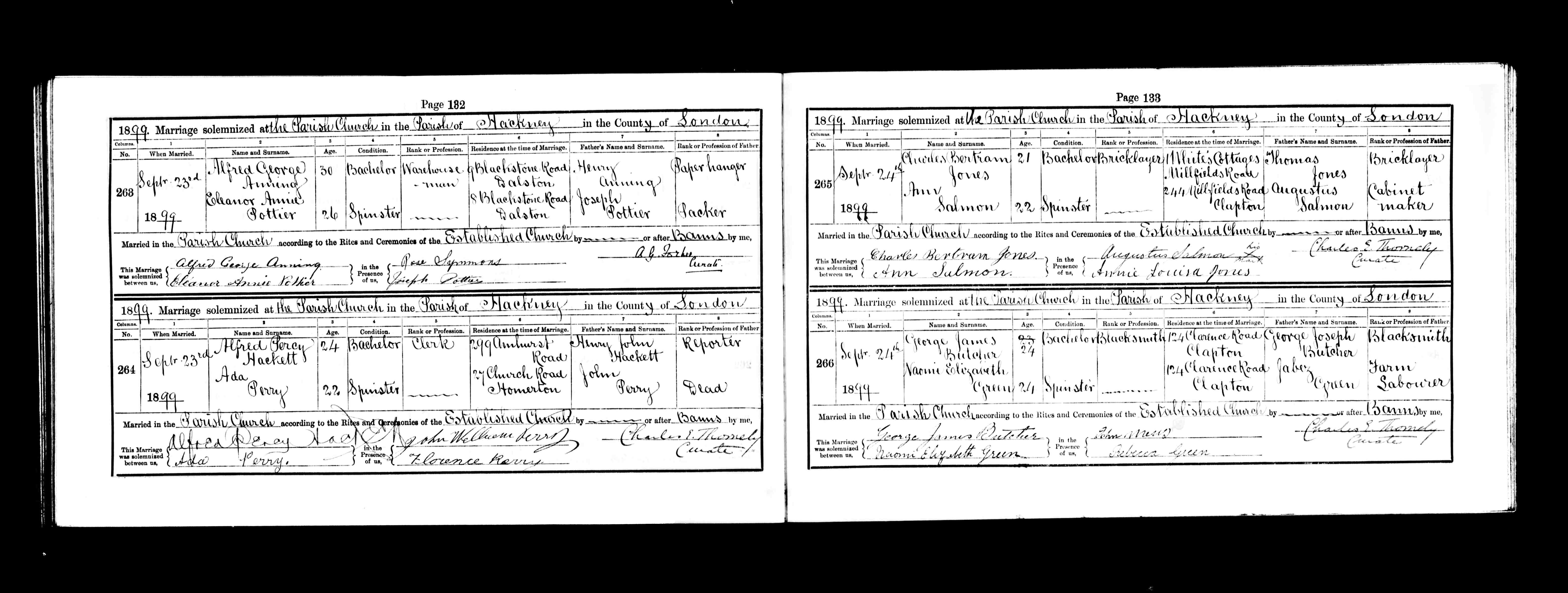 1899 marriage of Ann Salmon to Charles Bertram Jones